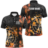 Maxcorners Orange Grunge Darts Board Argyle Pattern Darts Jersey Customized Name, Team Name 3D Shirt