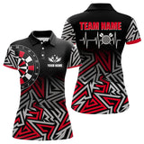 Maxcorners Personalized Darts Heartbeat Zig-Zag Pattern Custom Dart Shirts For Women, Dart Team Jerseys | Red