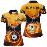 Maxcorners 3D Eagle Flying Custom Fire 8 Ball & 9 Ball Billiard Shirts For Men, Best Team Billiard Jerseys