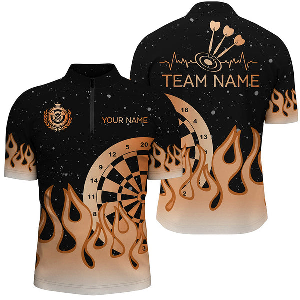 Maxcorners Orange Dartboard Fire Flame Darts Jersey Customized Name, Team Name 3D Shirt