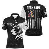 Maxcorners Black White Grunge American Flag 8 Ball Pool Billiard Jersey Customized Name, Team Name 3D Shirt