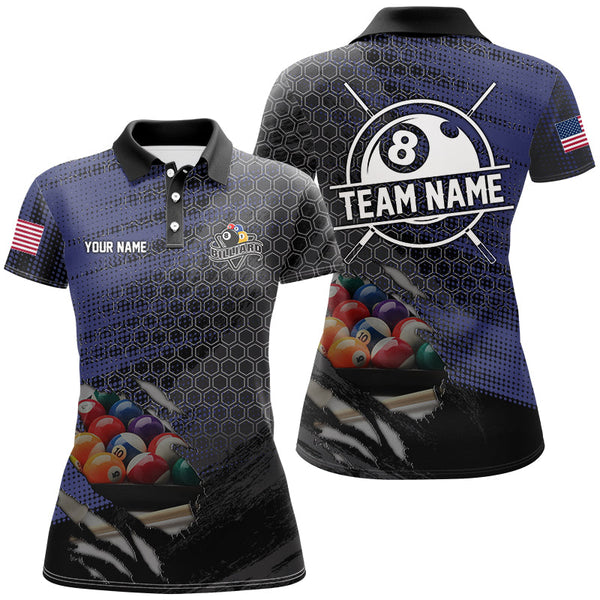 Maxcorners Blue And Black Billiard Jersey Customized Name, Team Name 3D Shirt