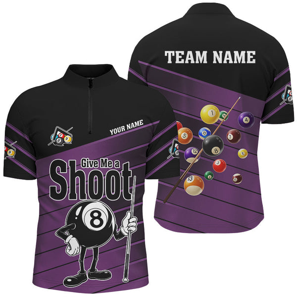 Maxcorners Purple Give Me A Shoot Billiard Jersey Customized Name, Team Name 3D Shirt