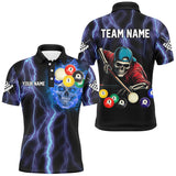 Maxcorners Thunder Lightning Blue Skull Billiard Jersey Customized Name, Team Name 3D Shirt Unisex