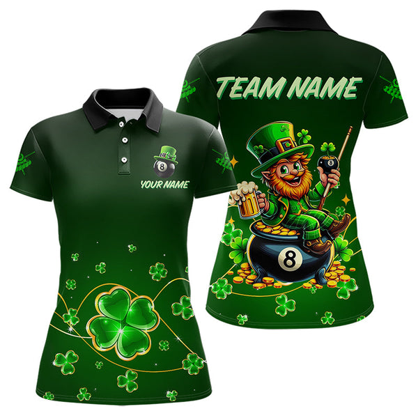 Maxcorners Personalized Funny Green Luckiest Shamrock Men Billiard Shirt Custom St Patrick Day Billiard Jersey