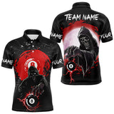 Maxcorners Black And Red Grunge Death Skeleton 8 Ball Billiard Shirt For Men And Women Custom Cool Billiard Team Jersey