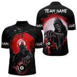 Maxcorners Black And Red Grunge Death Skeleton 8 Ball Billiard Shirt For Men And Women Custom Cool Billiard Team Jersey