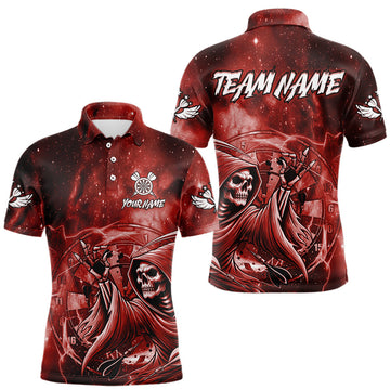 Maxcorners Red Grim Reaper Galaxy Dart Shirt For Men Custom Darts Jersey Pocket Option