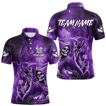 Maxcorners Purple Grim Reaper Dart Shirt With Pocket Option For Men Custom Darts Jersey