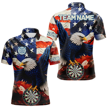 Maxcorners Personalized American Flag Eagle Darts Shirts For Men Custom Patriotic Darts Team Jersey LM1307
