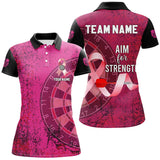 Maxcorners Pink Ribbon Aim For Strength Custom Darts Shirts For Women, Breast Cancer Pink Darts Team Jerseys