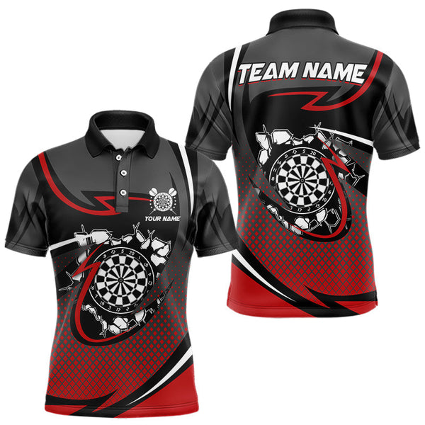 Maxcorners Funny Crack Dartboard Red Darts Polo & Quarter Zip Custom Darts Shirt For Men Darts Team Jersey TU1410