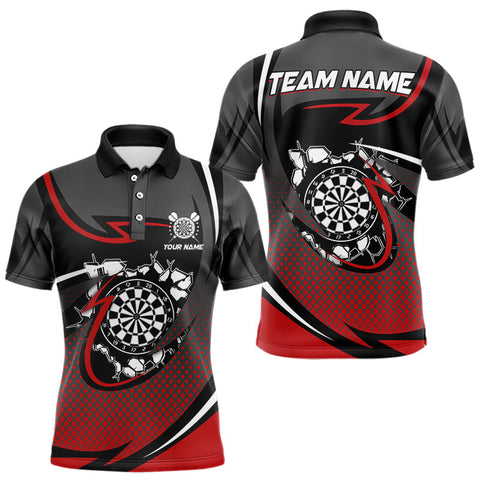 Maxcorners Funny Crack Dartboard Red Darts Polo & Quarter Zip Custom Darts Shirt For Men Darts Team Jersey TU1410