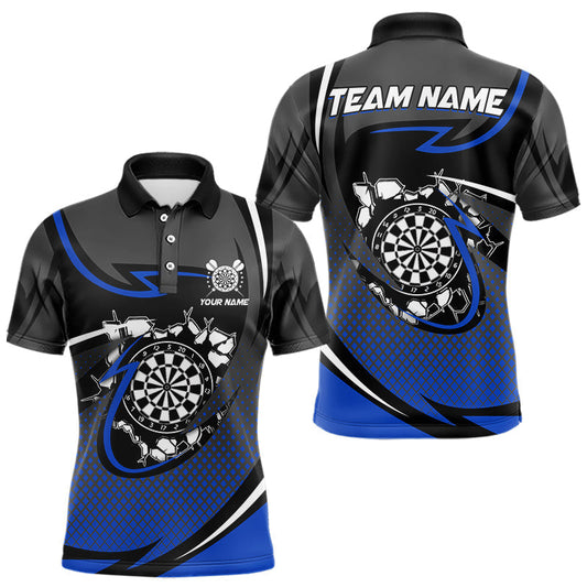 Maxcorners Funny Crack Dartboard Blue Darts Polo & Quarter Zip Custom Darts Shirt For Men Darts Team Jersey LM2603