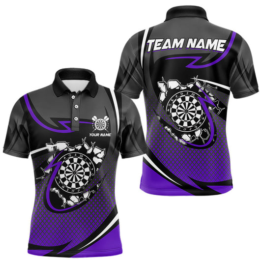 Maxcorners Funny Crack Dartboard Purple Darts Polo & Quarter Zip Custom Darts Shirt For Men Darts Team Jersey LM2603