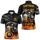 Maxcorners Personalized Grim Reaper Pool And Beer Flame Billiard Shirt For Men, Funny 8 Ball Pool Team Jersey TU1410