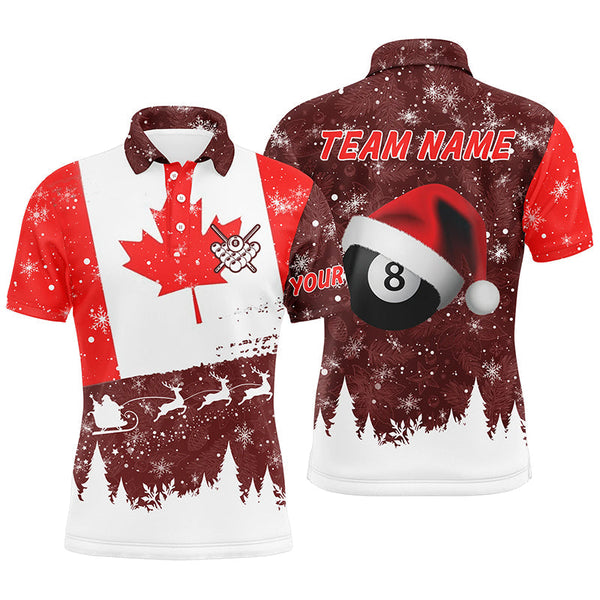 Maxcorners Funny Christmas Canadian Flag Custom Billiard Polo Shirts