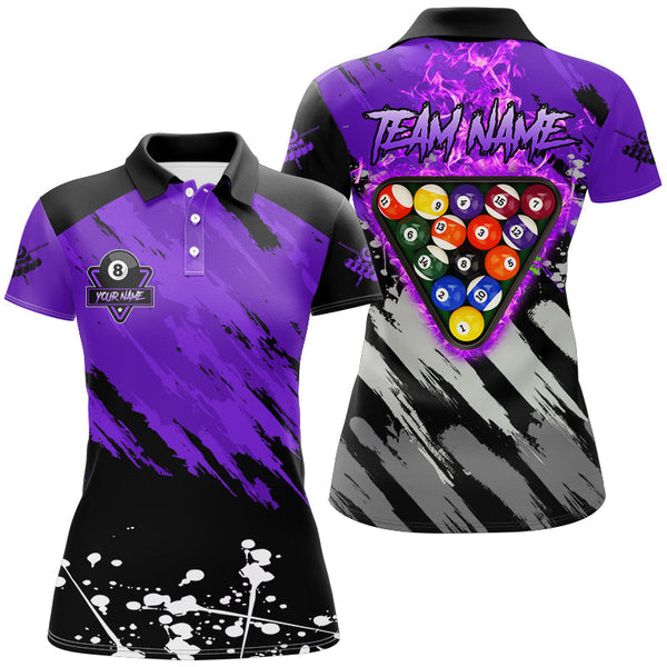 Maxcorners Purple Ball 9 Burning Rack Billiard Jersey Customized Name, Team Name 3D Shirt Unisex