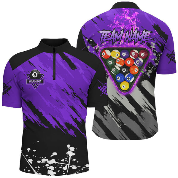 Maxcorners Purple Ball 9 Burning Rack Billiard Jersey Customized Name, Team Name 3D Shirt Unisex