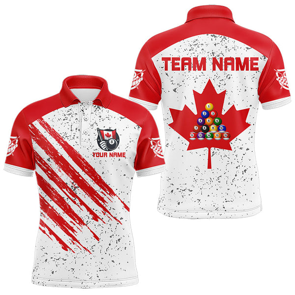 Maxcorners White Grunge Canada Flag Custom Billiard Shirts For Men And Women  Patriotic Team Player Pool Jerseys