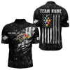 Maxcorners Personalized Black Grunge Us Flag Billiard Balls Polo, 1/4 Zip For Men, 9 Ball Pool Billiard Jersey