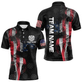 Maxcorners Smoke American Flag Darts Polo, Quarter-Zip Shirt Custom Patriotic Dart Shirts For Men Dart Jerseys
