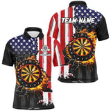 MaxCorners Dart American Flag Break Glass Customized Name, Team Name 3D Polo Shirt Unisex