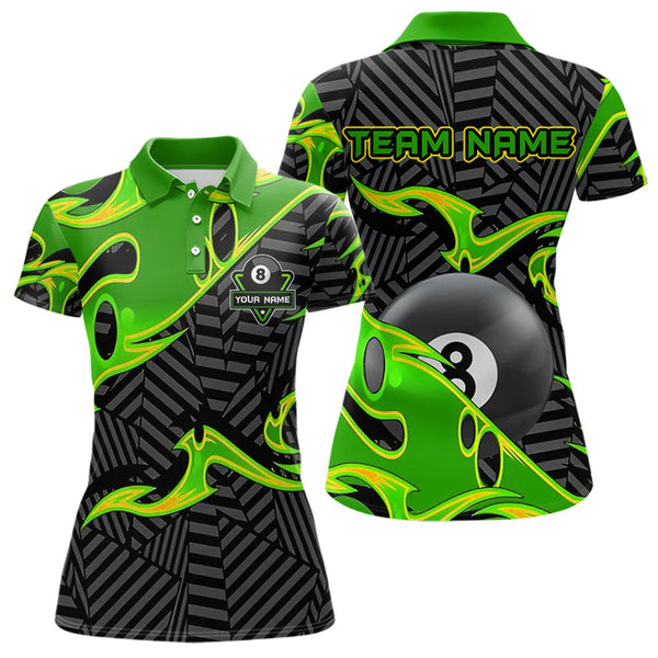 Maxcorners Personalized Black And Green 8 Ball Billiards Pool Shirts For Men Custom Billiard Team Jerseys LM2206