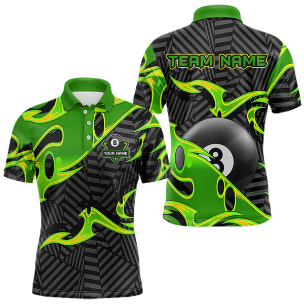 Maxcorners Personalized Black And Green 8 Ball Billiards Pool Shirts For Men Custom Billiard Team Jerseys LM2206
