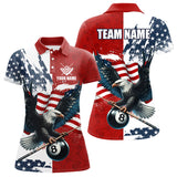 Maxcorners Personalized American Flag Eagle Men Billiard Shirt Custom Patriotic 8 Ball Pool Team Jersey |Red LM1307