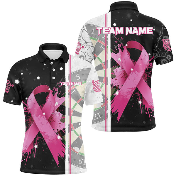 Maxcorners Pink Ribbon Breast Cancer Darts Jersey Customized Name, Team Name 3D Polo Shirt