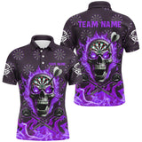 Maxcorners Skull Fire Flame Darts Jersey Customized Name, Team Name 3D Polo Shirt