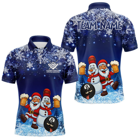 Maxcorners Funny Santa And Beer 8 Ball Billiard Shirts For Men Custom Christmas Gifts For Pool Players TU1011