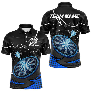 Maxcorners Blue Dartboard Frozen Ice Darts Shirt For Men Custom Darts Jersey Team Polo & Quarter Zip LM2603