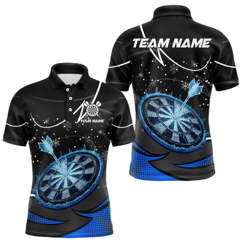 Maxcorners Blue Dartboard Frozen Ice Darts Shirt For Men Custom Darts Jersey Team Polo & Quarter Zip TU1011