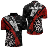 Maxcorners Black And Red Grunge Darts Polo Shirt Custom Darts Shirts For Men And Women Best Darts Team Jerseys