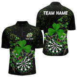 Maxcorners Luckiest Green Shamrock Black Grunge Dart Shirts For Men Custom St Patrick Day Dart Team Jerseys