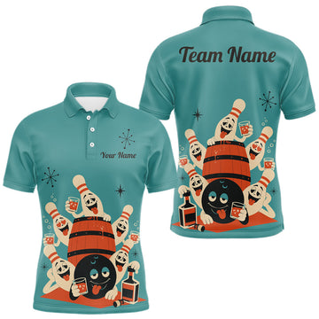 Maxcorners Custom Retro Funny Drunk Bowling Shirts For Men, Personalized Drinking Bowling Team Jersey