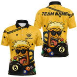 Maxcorners Personalized Yellow Black Funny Beer 8 Ball Billiard Shirt For Men Custom Pool Team Jersey TU1011