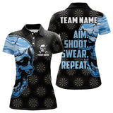 Maxcorners Funny Blue Camo Darts Skull Aim Shoot Swear Repeat Custom Dart Shirts For Men Darts Team Jerseys