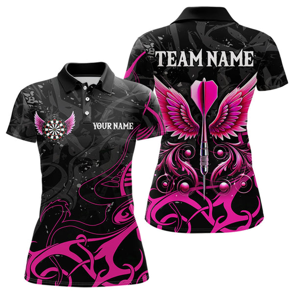 Maxcorners Personalized Pink Black Darts Arrow Wings Dart Shirts For Men Custom Dart Jerseys Team Outfit