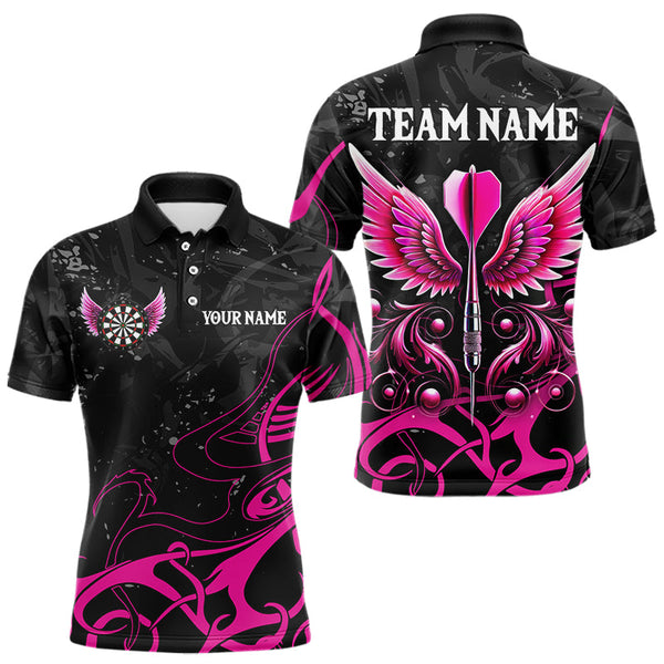 Maxcorners Personalized Pink Black Darts Arrow Wings Dart Shirts For Men Custom Dart Jerseys Team Outfit