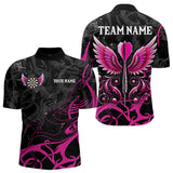 Maxcorners Personalized Pink Black Darts Arrow Wings Dart Shirts For Men Custom Dart Jerseys Team Outfit