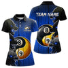 Maxcorners Funny Ying And Yang Eyes Of Wolf Billiard Shirts For Men Custom 8 & 9 Ball Billiard Jerseys | Blue
