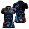 Maxcorners Personalized Orange And Blue Flaming 3D Panther Billiard Shirts For Men And Women, Cool Team Billiard Jerseys