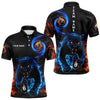 Maxcorners Personalized Orange And Blue Flaming 3D Panther Billiard Shirts For Men And Women, Cool Team Billiard Jerseys