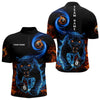 Maxcorners Personalized Orange And Blue Flaming 3D Panther Billiard Shirts For Men, Cool Team Billiard Jersey