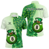 Maxcorners Personalized Saint Patrick Day 8 Ball Pool Billiard Shirts For Men, Green Shamrock Billiard Jerseys