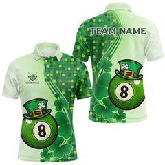 Maxcorners Personalized Saint Patrick Day 8 Ball Pool Billiard Shirts For Men, Green Shamrock Billiard Jerseys