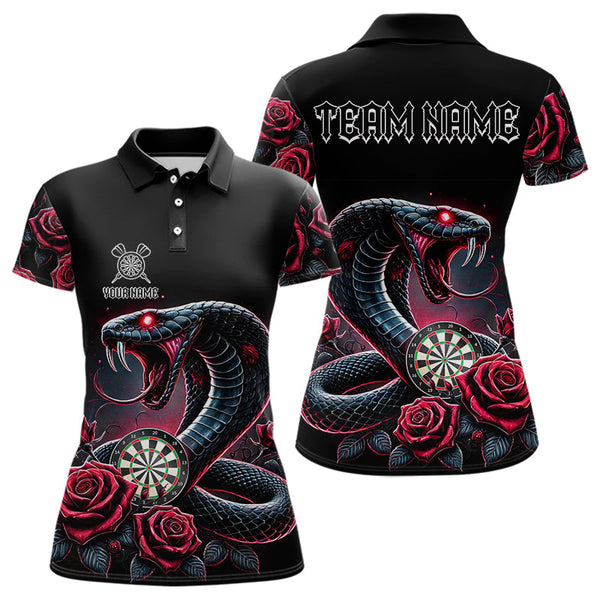 Maxcorners Personalized Rose And Dartboard Custom Cobra Snake Dart Shirt For Men, Dart Jerseys Polo & 1/4 Zip LM133